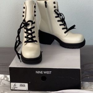 Nine West ivory women’s combat boot Juna3